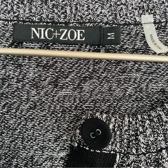 Nic + Zoe Gray & Black Button Down Sweater Cardigan Size Medium - Picture 7 of 9